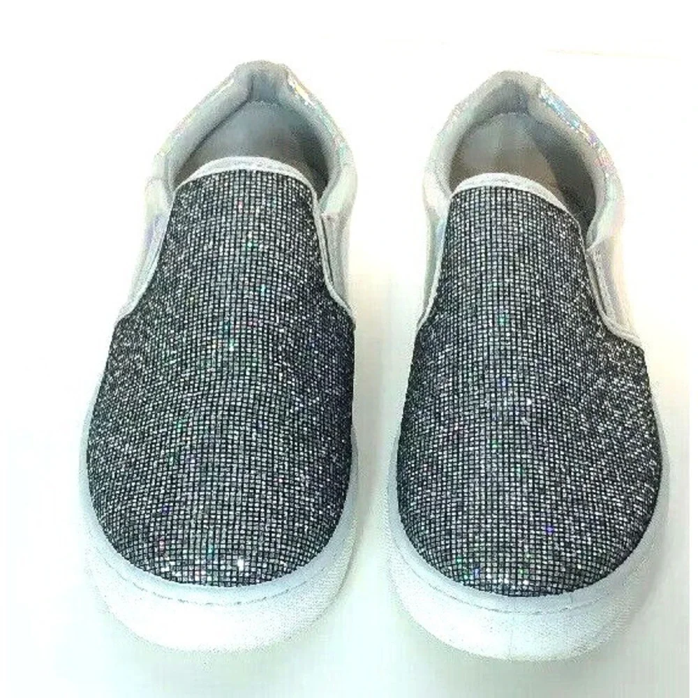 H2K Womens Size‎ 6 Silver Glitter Fashion Sneakers Casual Shoes